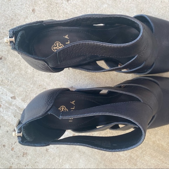 ISOLA | Rona Caged Black Leather Bootie Heels 10 - Picture 5 of 9